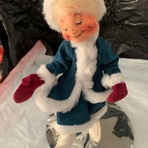 Vintage Santa Figurine with Blue Coat